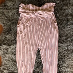 ASOS Striped Paperbag Pink Pants